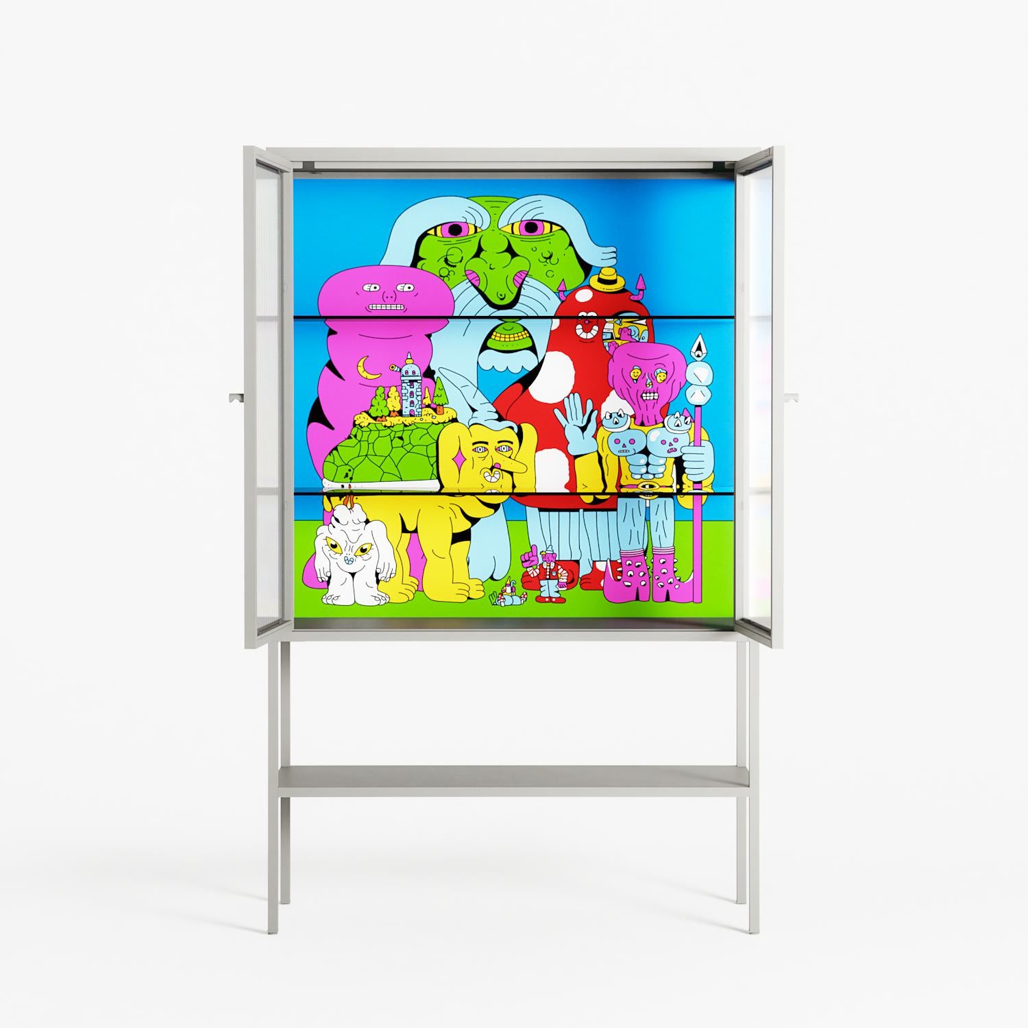 Funny Friends - Loft Cabinet - Cezar Berje - Chalk - Reeded glass
