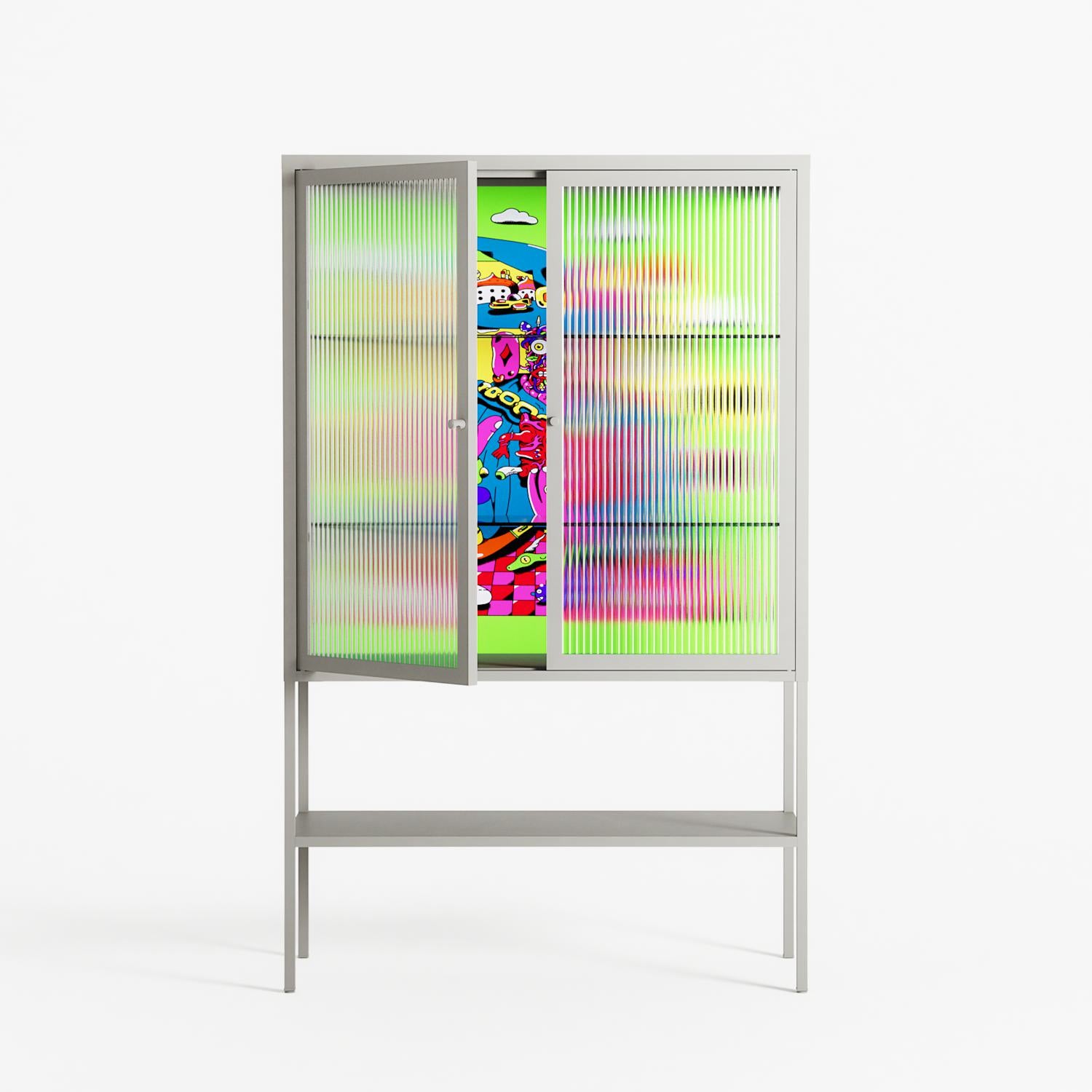 Wizard - Loft Cabinet - Cezar Berje - Chalk - Reeded glass