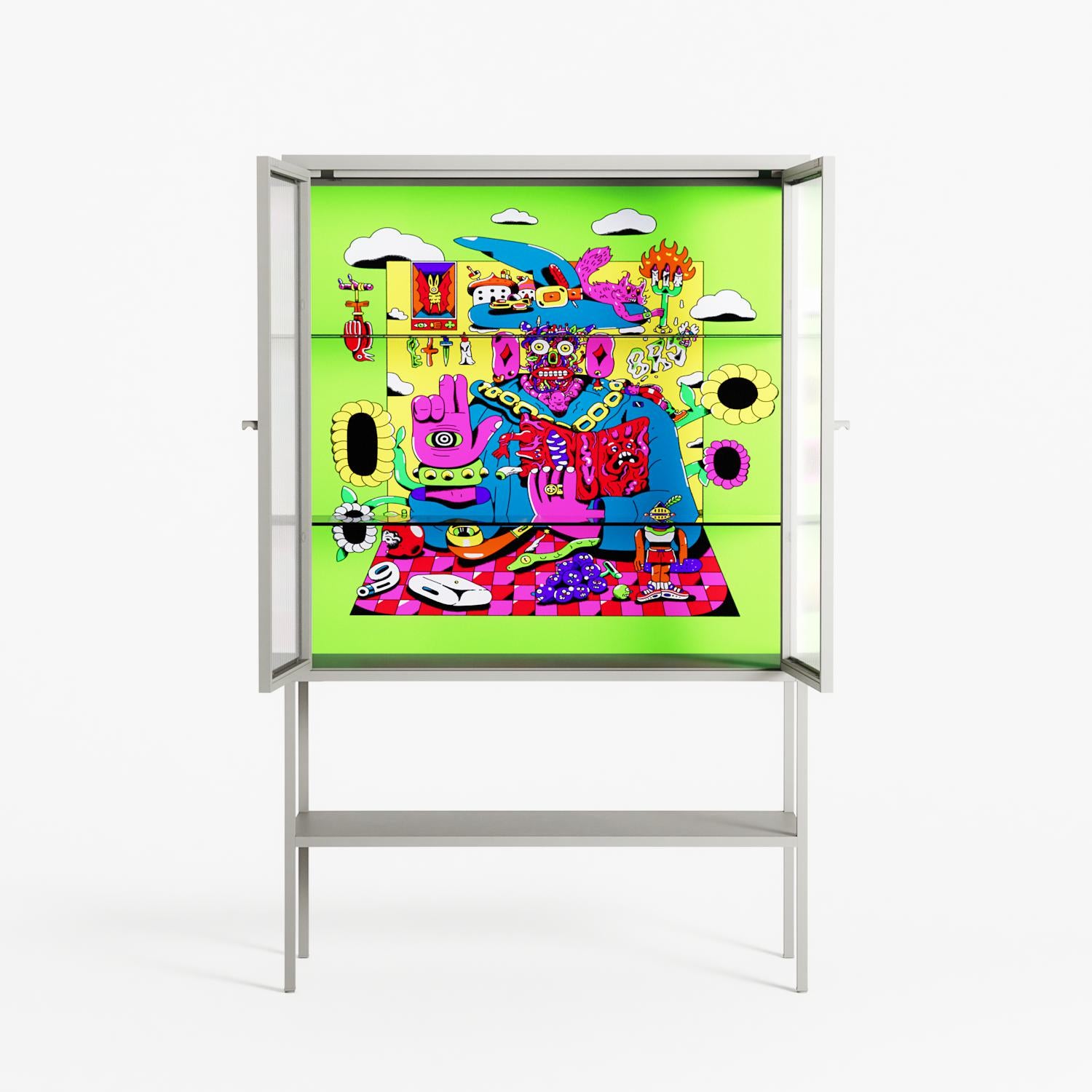 Wizard - Loft Cabinet - Cezar Berje - Chalk - Reeded glass