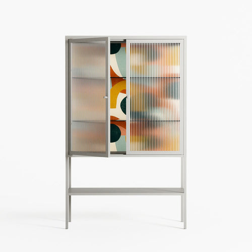 Abstract Sunrise - Loft Cabinet - Amy Suther - Chalk - Reeded glass