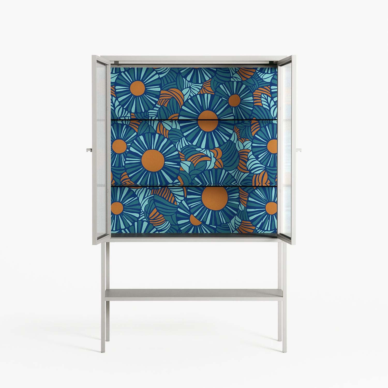 Bellis Bounty Blue - Loft Cabinet - Amy Suther - Chalk - Reeded glass