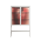 Red 2 - Loft Cabinet - Nadia Ryder - Chalk - Reeded glass