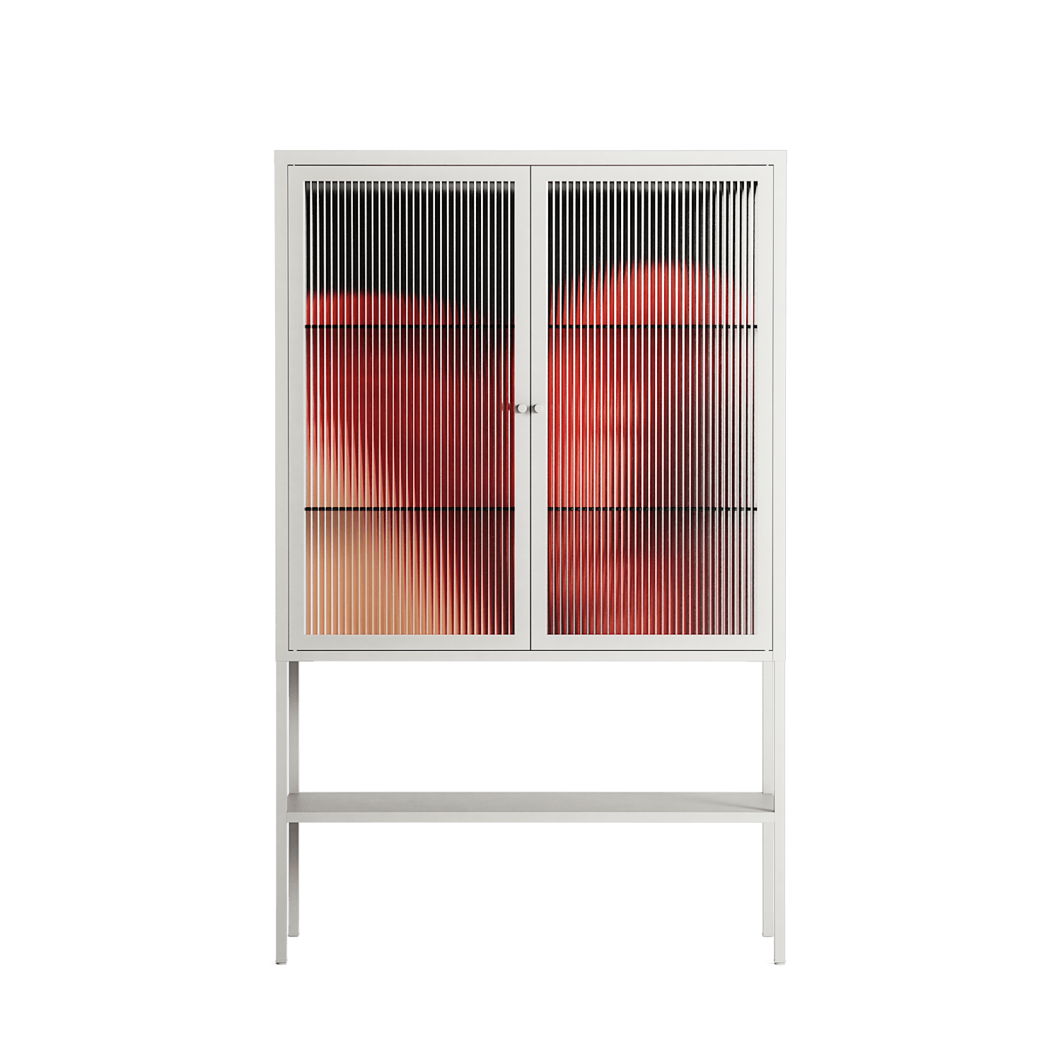 Red 3 - Loft Cabinet - Nadia Ryder - Chalk - Reeded glass