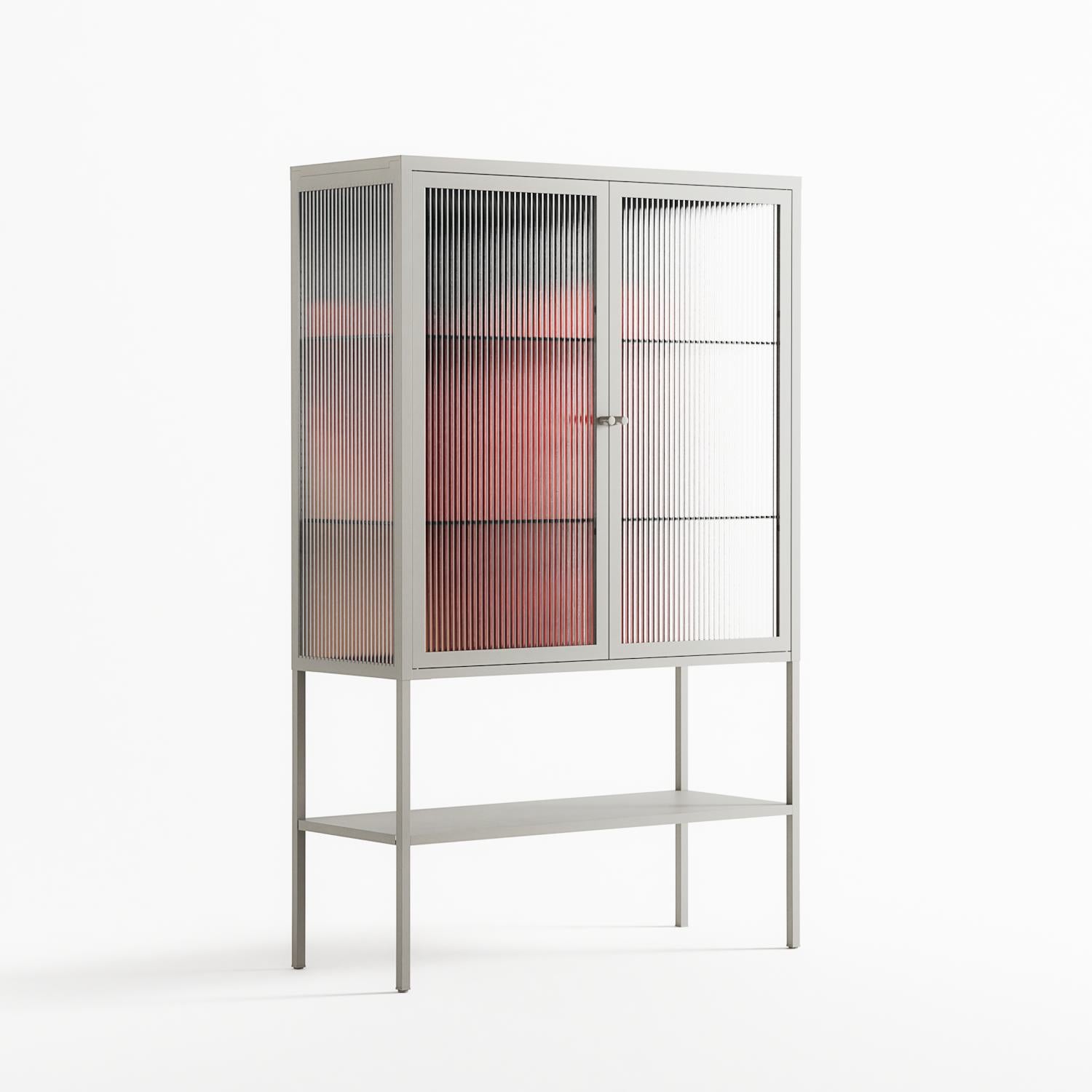 Red 3 - Loft Cabinet - Nadia Ryder - Chalk - Reeded glass