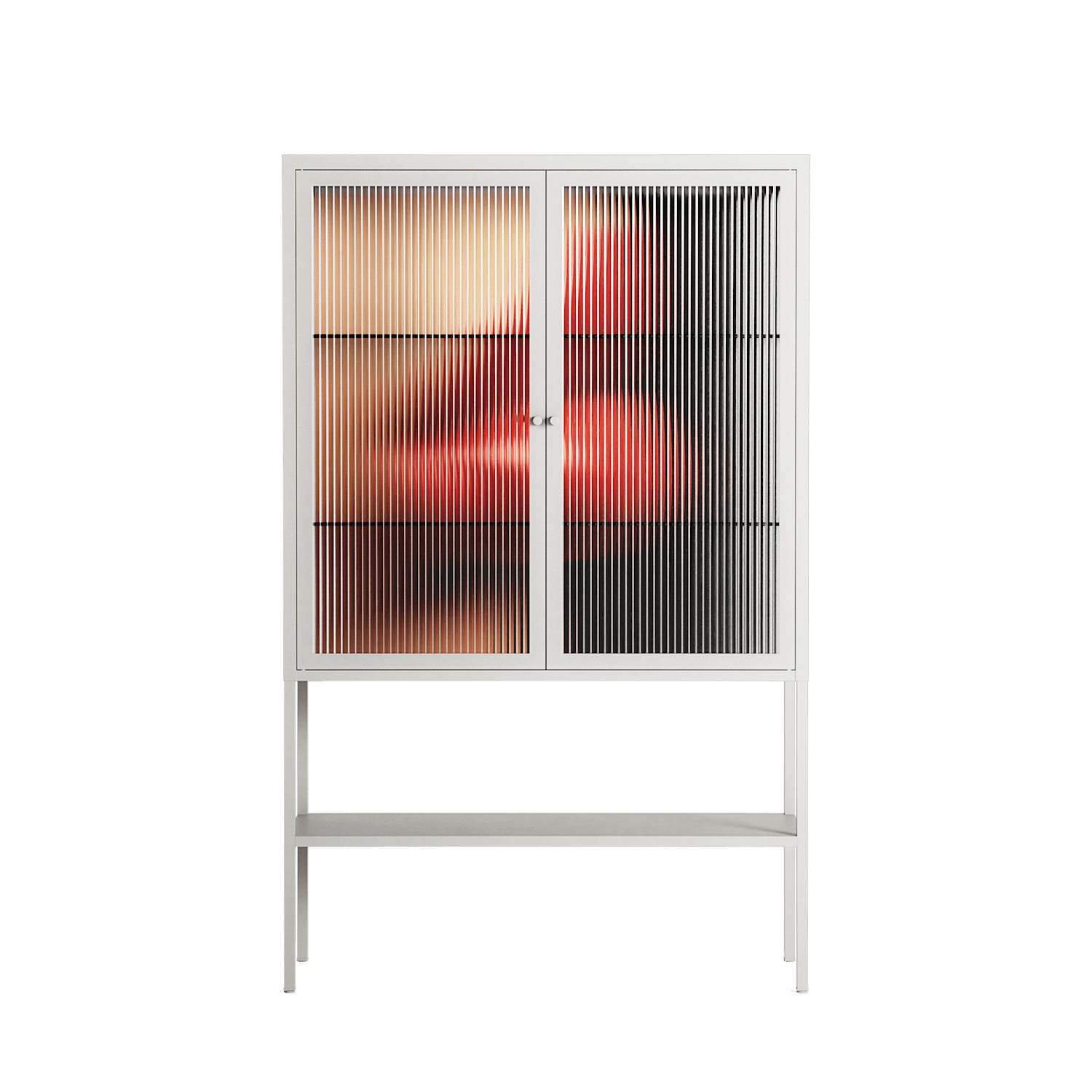 Red 4 - Loft Cabinet - Nadia Ryder - Chalk - Reeded glass