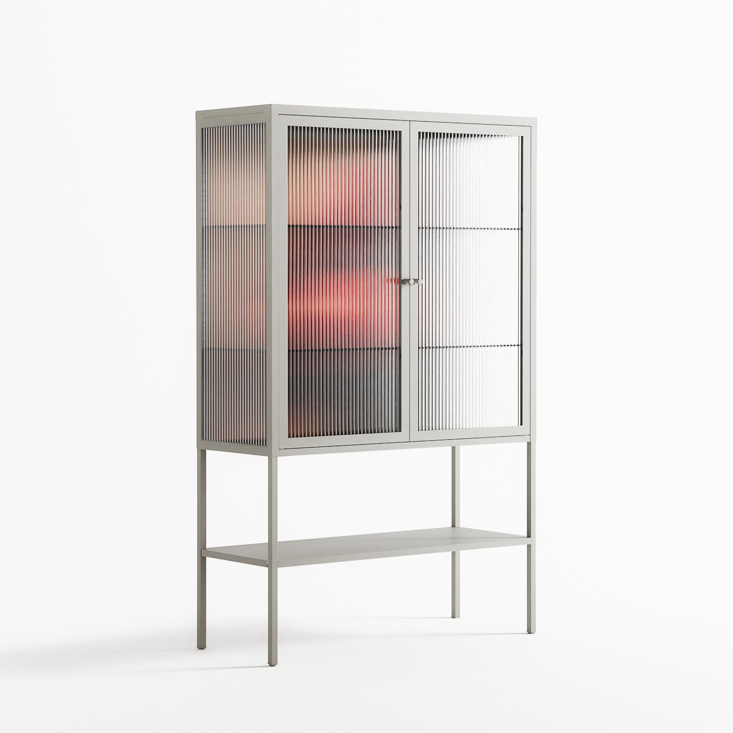 Red 4 - Loft Cabinet - Nadia Ryder - Chalk - Reeded glass