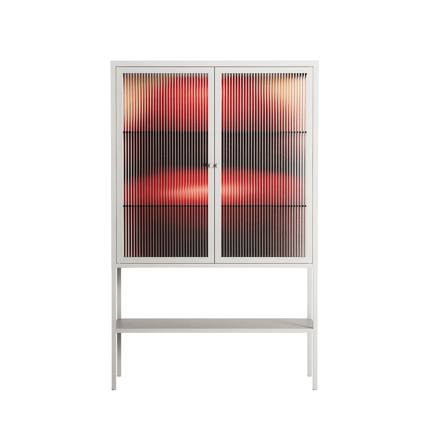 Red - Loft Cabinet - Nadia Ryder - Chalk - Reeded glass