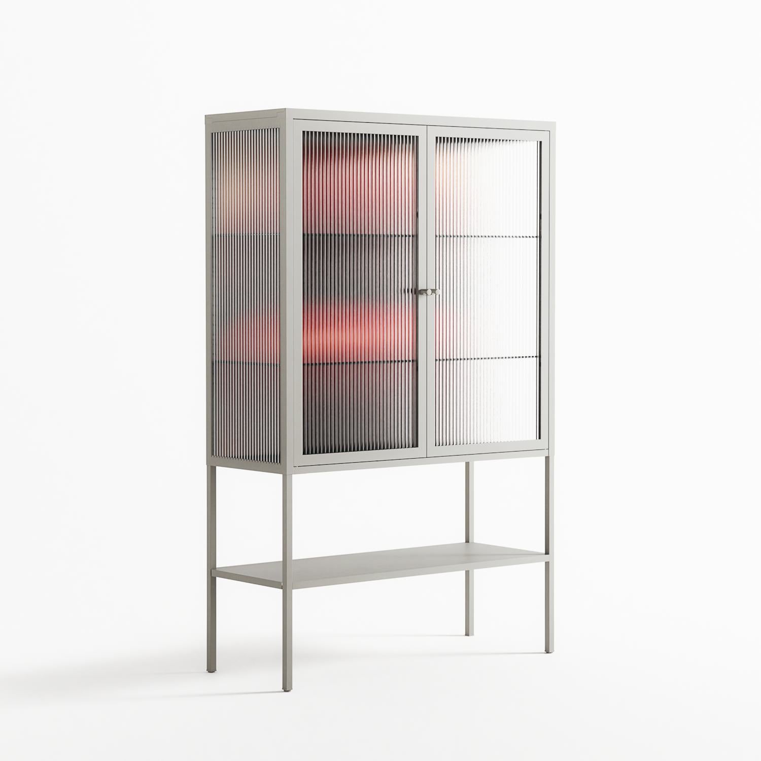 Red - Loft Cabinet - Nadia Ryder - Chalk - Reeded glass