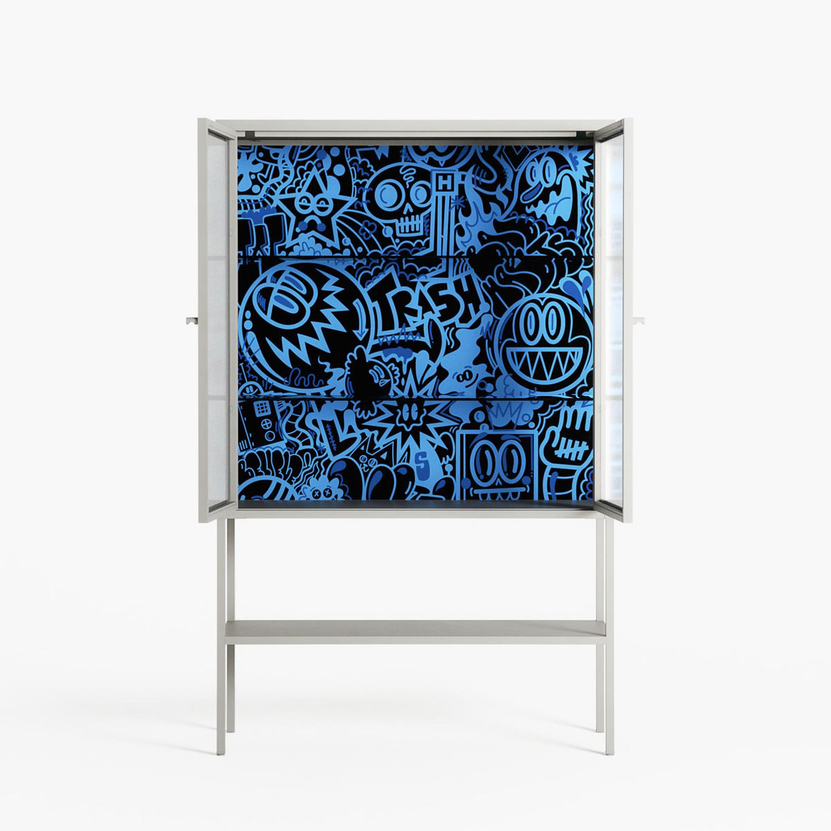 The Blue Line - Loft Cabinet - Craig Watkins - Chalk - Reeded glass