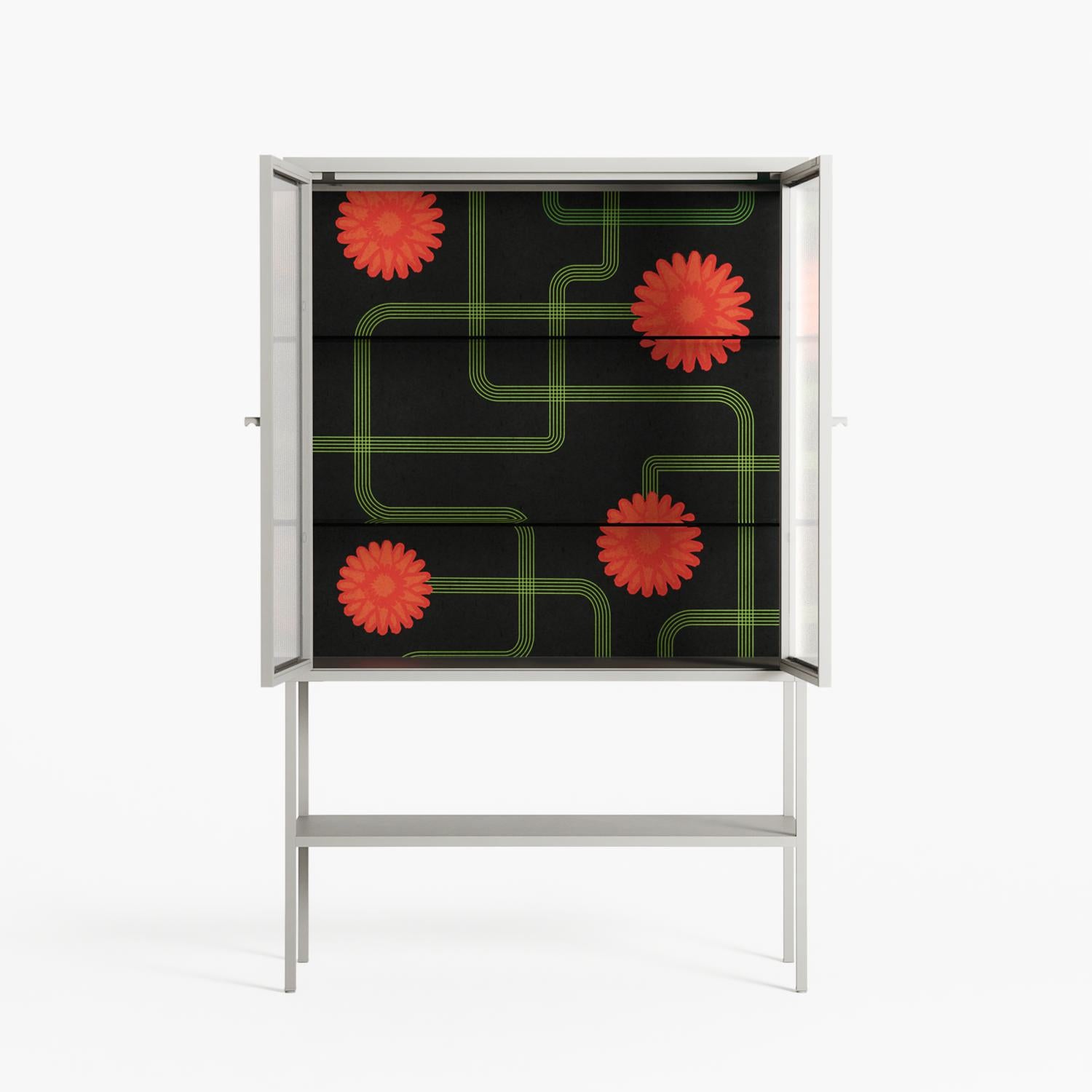 Floral Pipes - Loft Cabinet - Kristin Eriksson - Chalk - Reeded glass