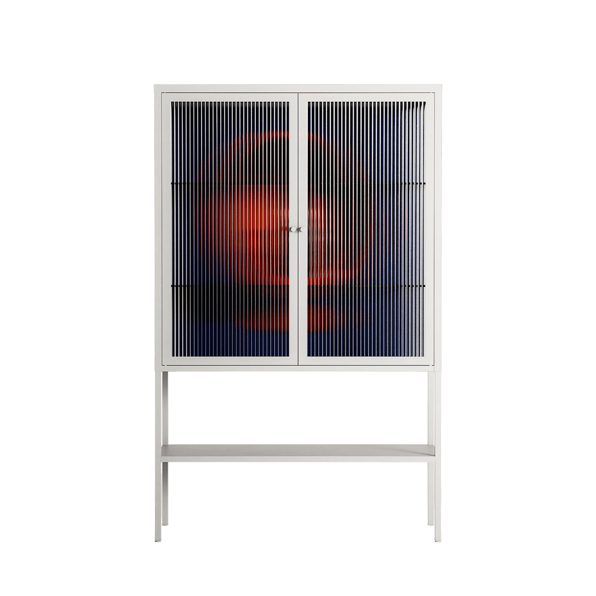 Cat in Chair C - Loft Cabinet - Kristin Eriksson - Chalk - Reeded glass