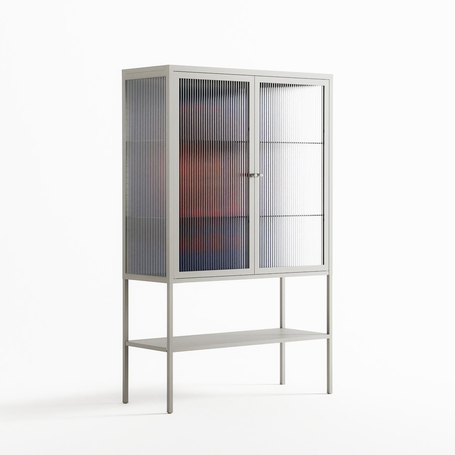 Cat in Chair C - Loft Cabinet - Kristin Eriksson - Chalk - Reeded glass
