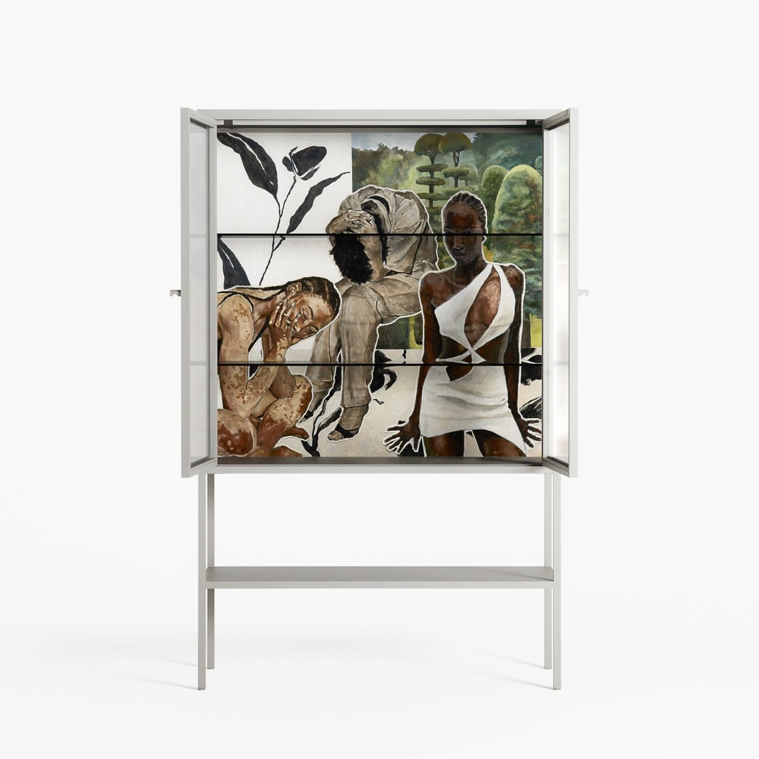 As The Rain Falls - Loft Cabinet - Sophie Goudman-Peachey - Chalk - Reeded glass
