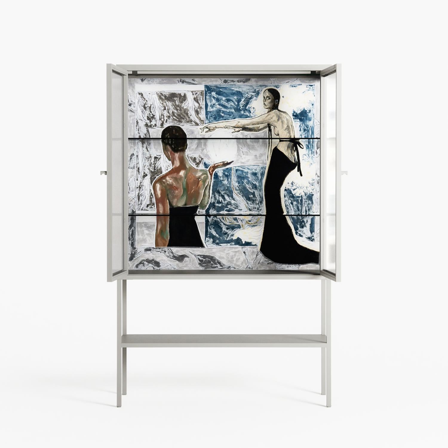 Balance - Loft Cabinet - Sophie Goudman-Peachey - Chalk - Reeded glass