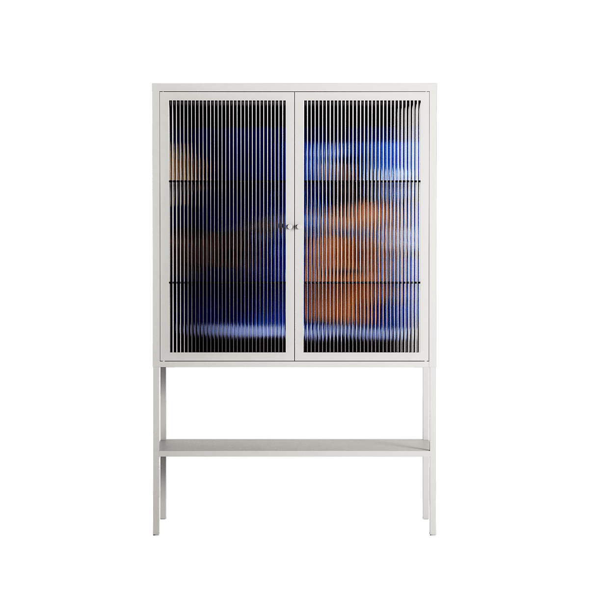 Blue Velvet - Loft Cabinet - Sophie Goudman-Peachey - Chalk - Reeded glass