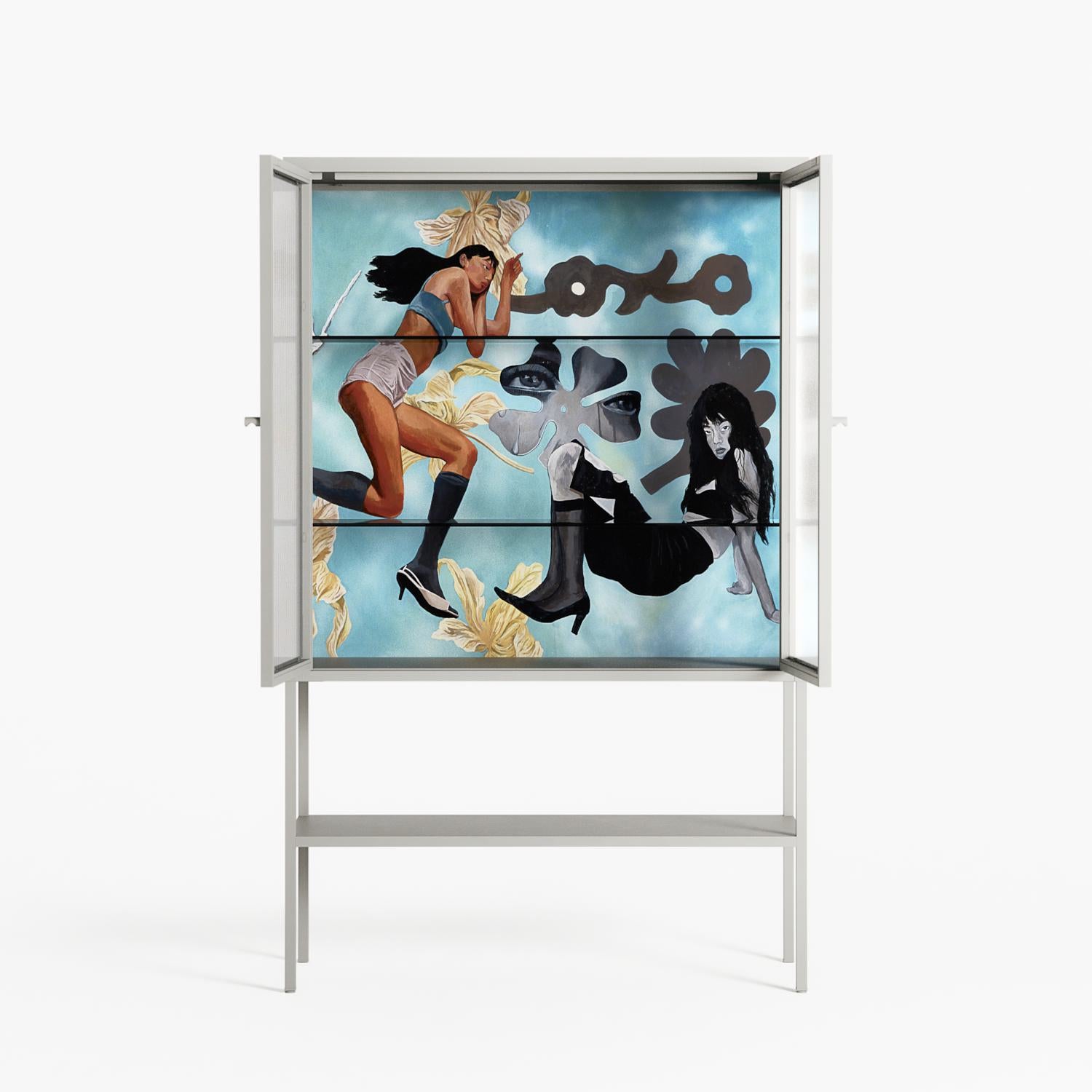 Day Dream - Loft Cabinet - Sophie Goudman-Peachey - Chalk - Reeded glass