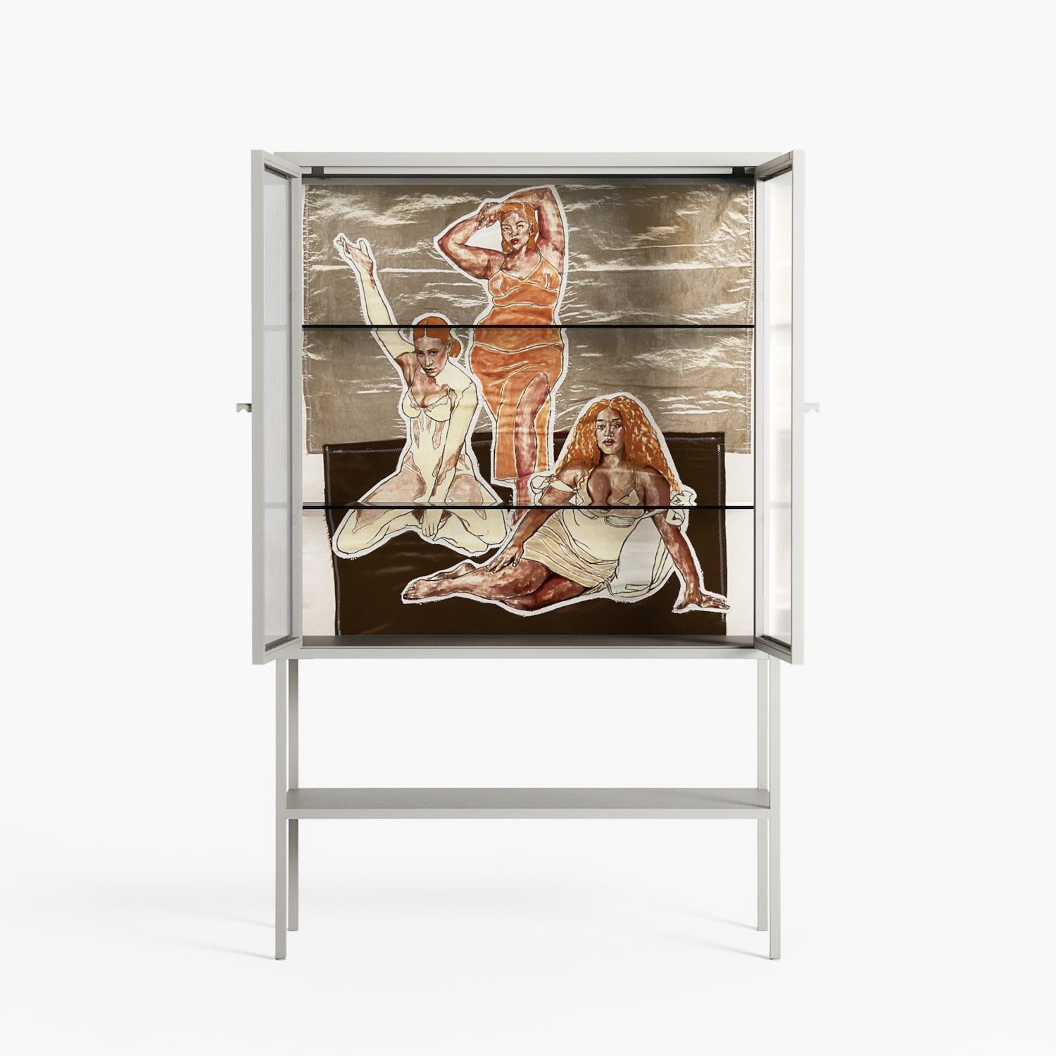 We Are Who We Are - Loft Cabinet - Sophie Goudman-Peachey - Chalk - Reeded glass