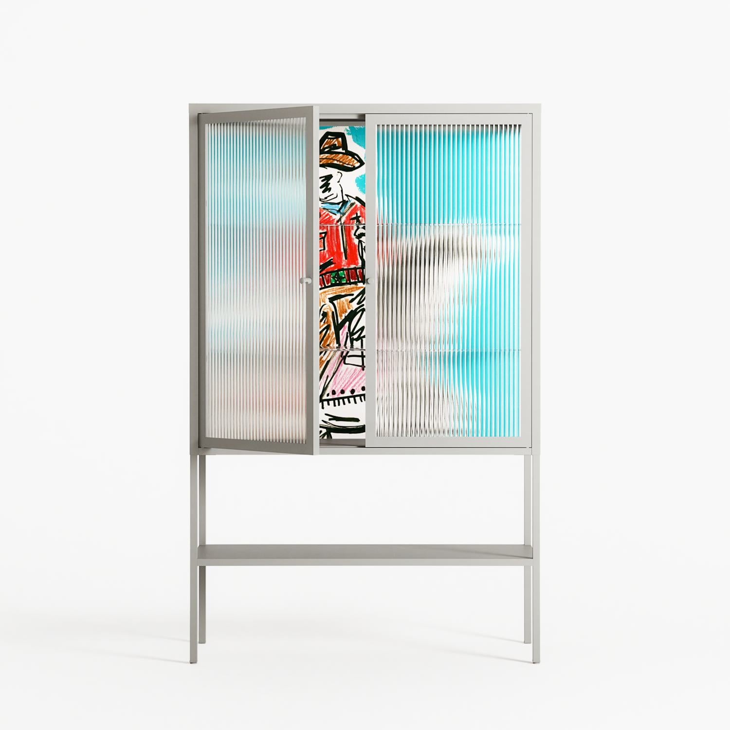 Rush - Loft Cabinet - Caitlin Flood-Molyneux - Chalk - Reeded glass