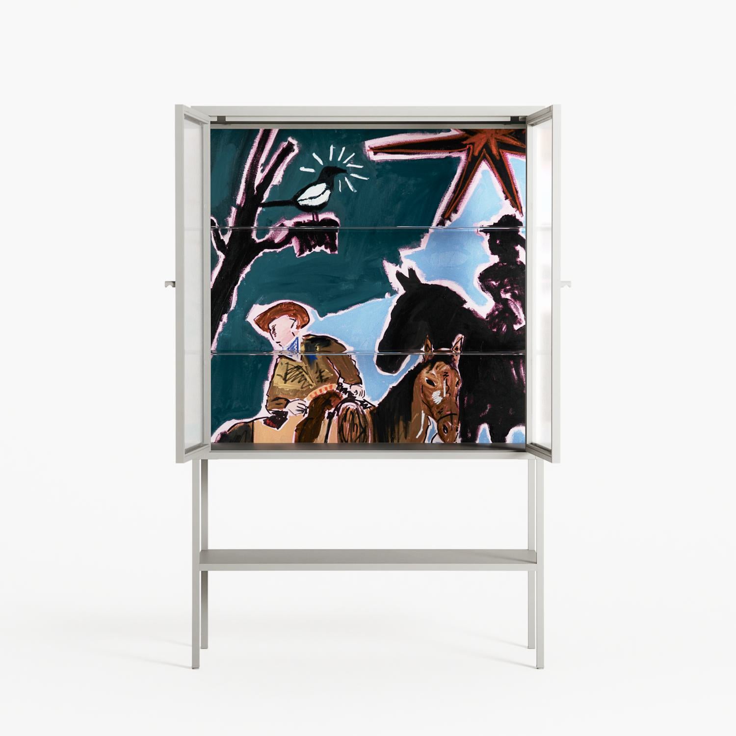 Hidden Sorrow - Loft Cabinet - Caitlin Flood-Molyneux - Chalk - Reeded glass