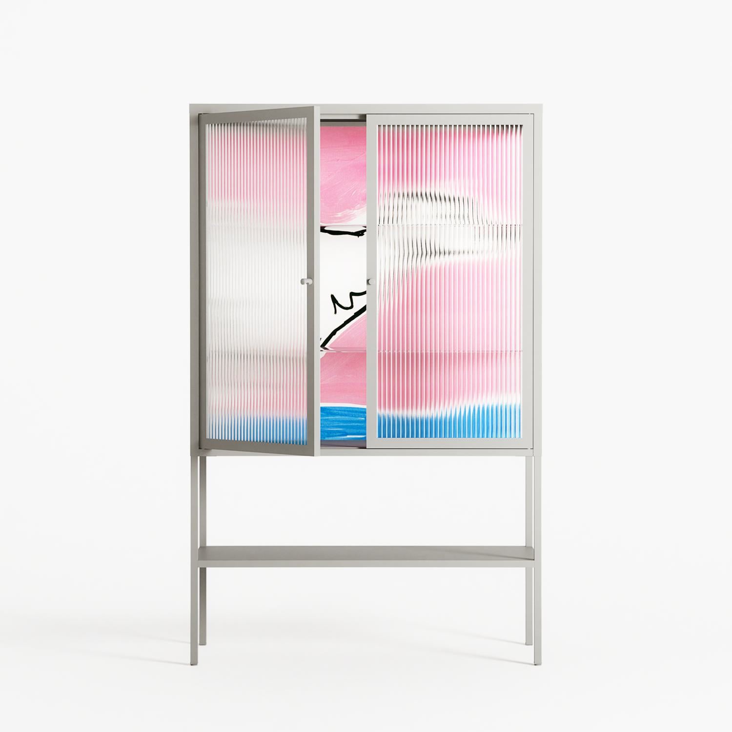 Fleeing - Loft Cabinet - Caitlin Flood-Molyneux - Chalk - Reeded glass
