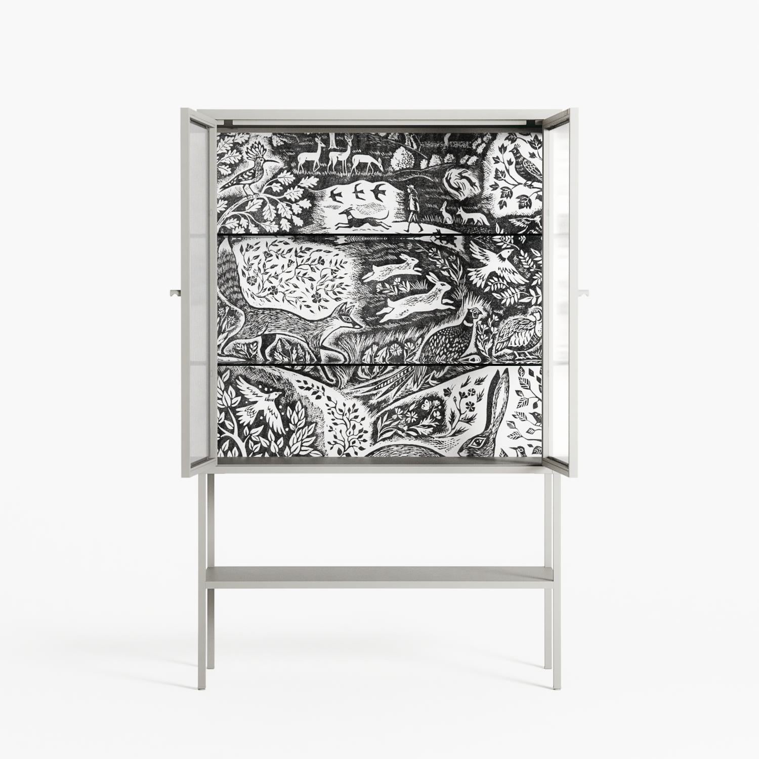 Flight Of Fancy - Loft Cabinet - Diana Catchpole - Chalk - Reeded glass