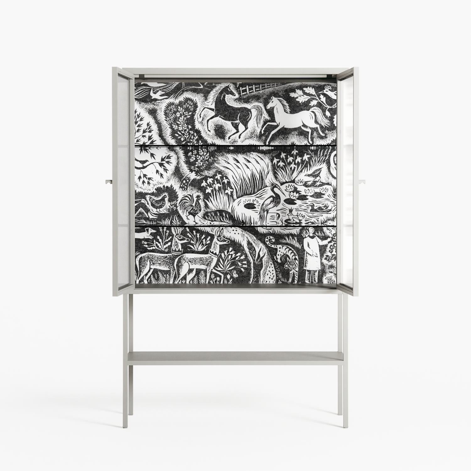 Flight Of Fancy 3 - Loft Cabinet - Diana Catchpole - Chalk - Reeded glass