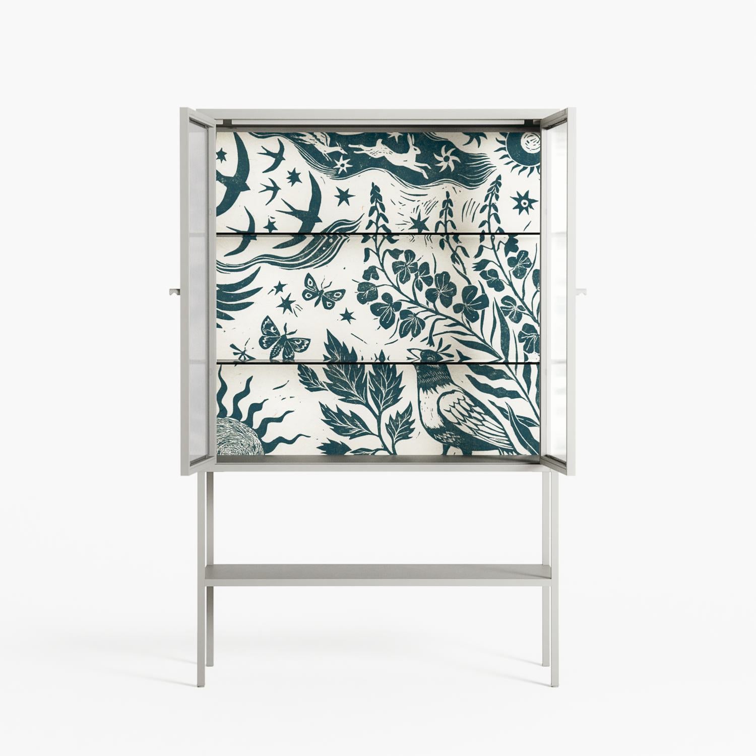 Ode to Summer 3 - Loft Cabinet - Diana Catchpole - Chalk - Reeded glass