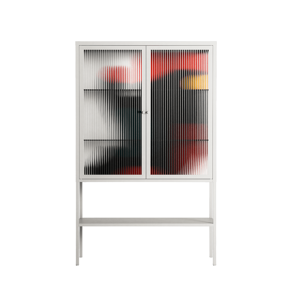 Plume - Loft Cabinet - Rikki Hewitt - Chalk - Reeded glass