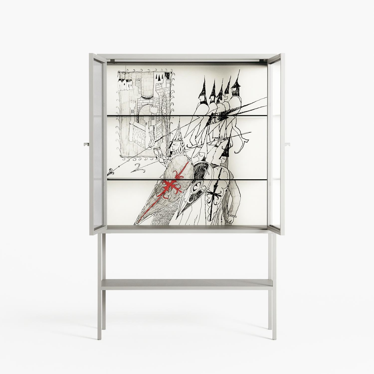 Bayeux - Loft Cabinet - Naia Escribano - Chalk - Reeded glass