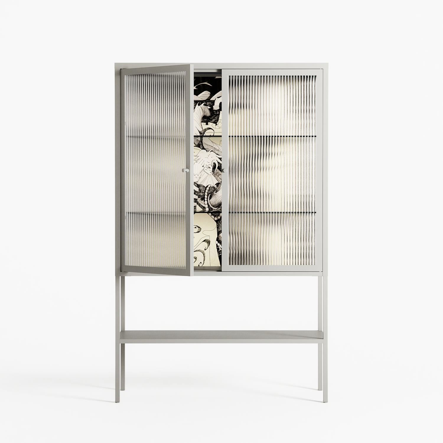 Oberon and Elgar - Loft Cabinet - Naia Escribano - Chalk - Reeded glass