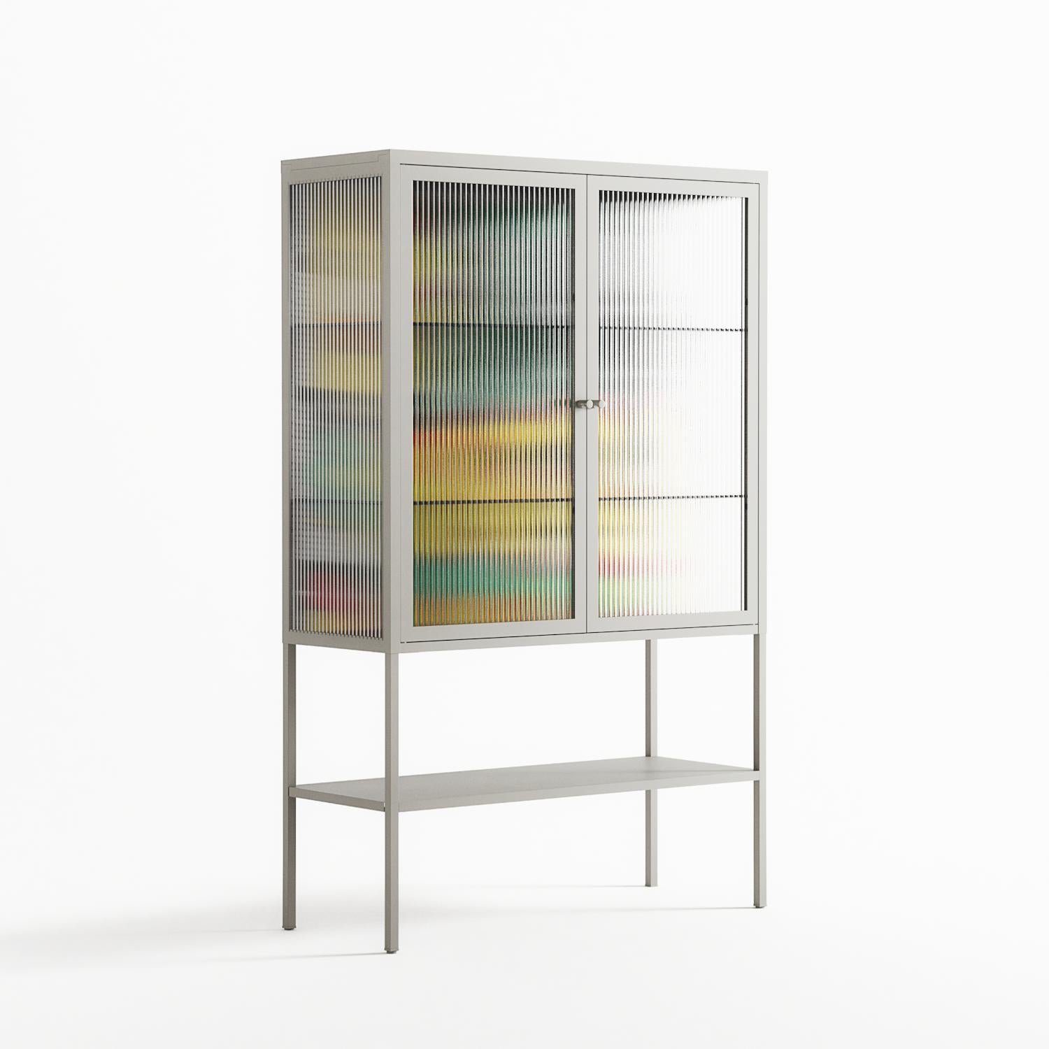 Maps - Loft Cabinet - Naia Escribano - Chalk - Reeded glass