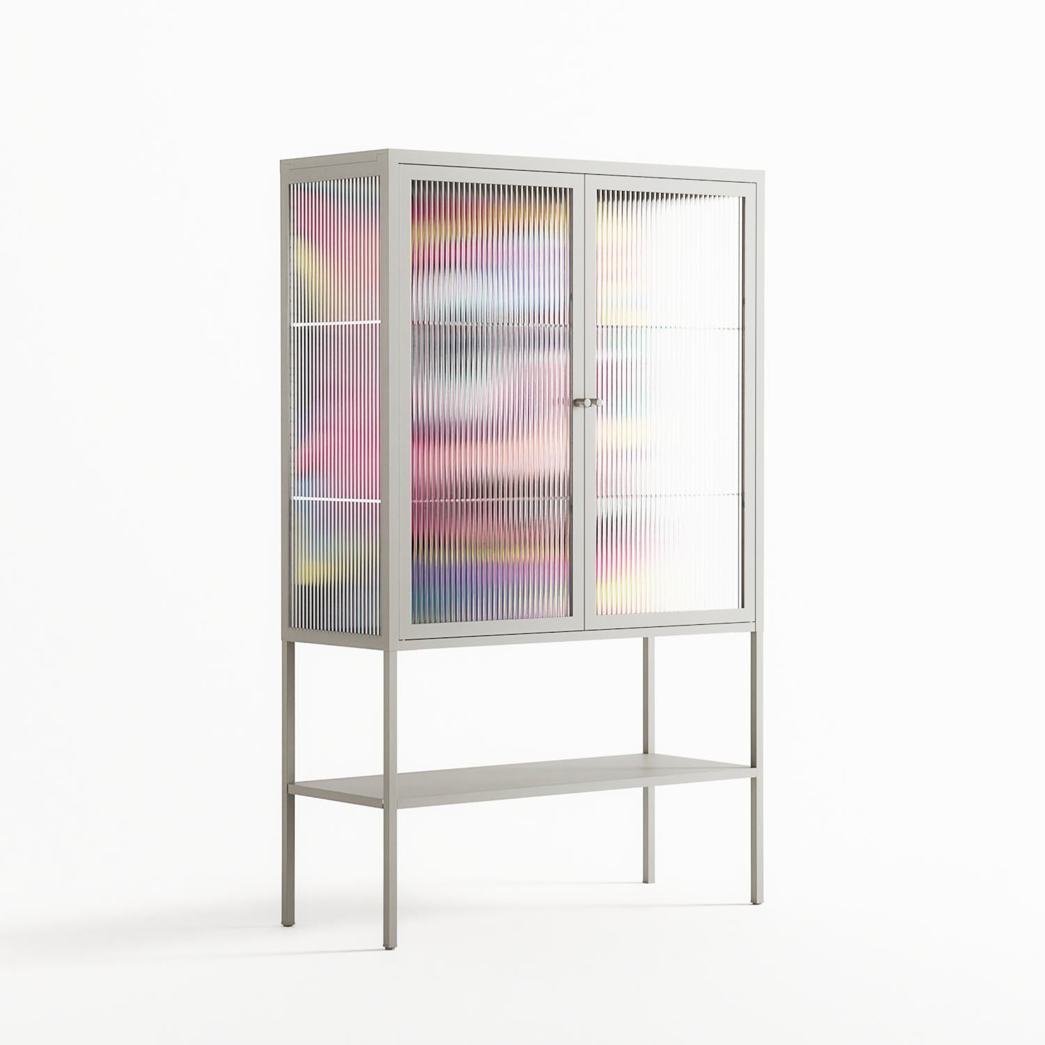 HappyFe - Loft Cabinet - Maddalena Fanfani - Chalk - Reeded glass