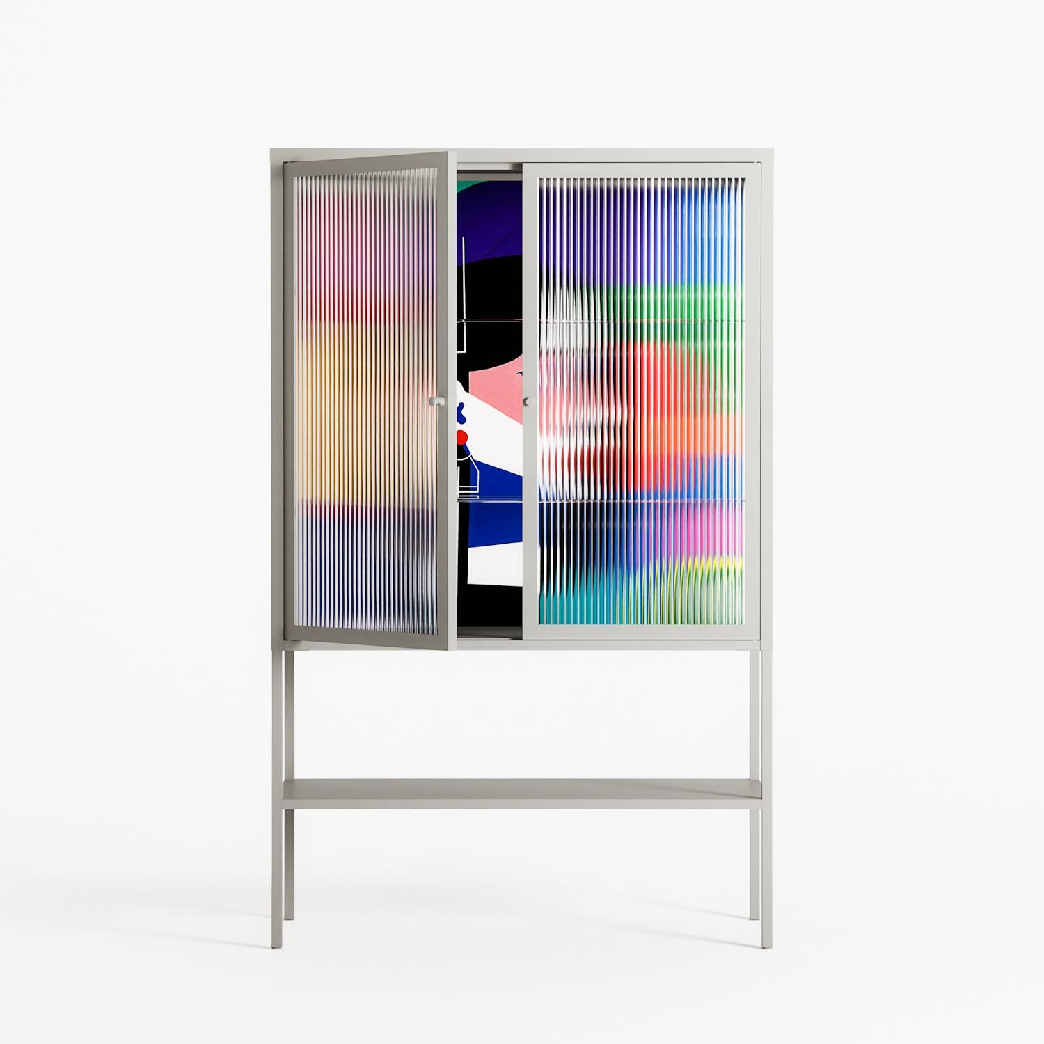 Chained To Perception - Loft Cabinet - Mathilda Kienast - Chalk - Reeded glass