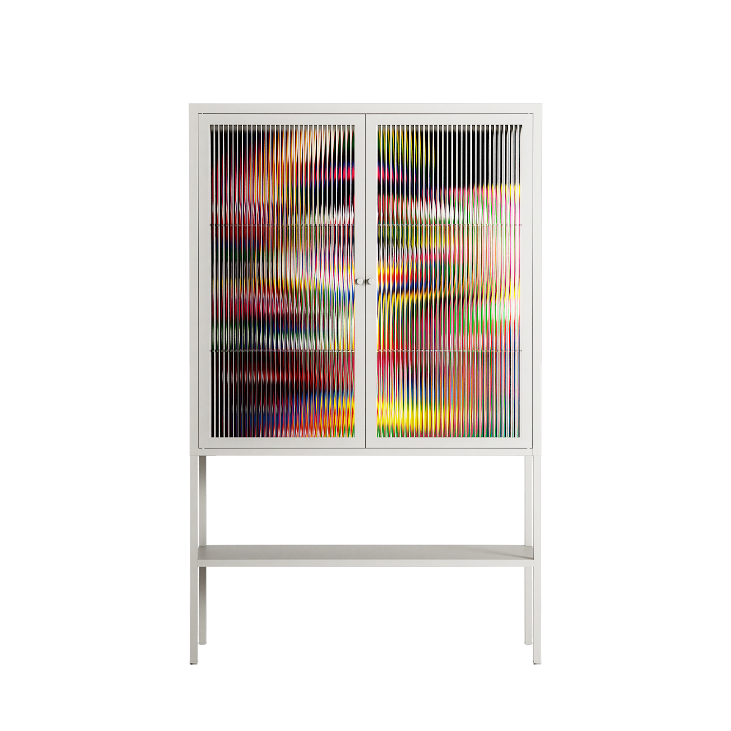Orbiting Around Herself - Loft Cabinet - Mathilda Kienast - Chalk - Reeded glass
