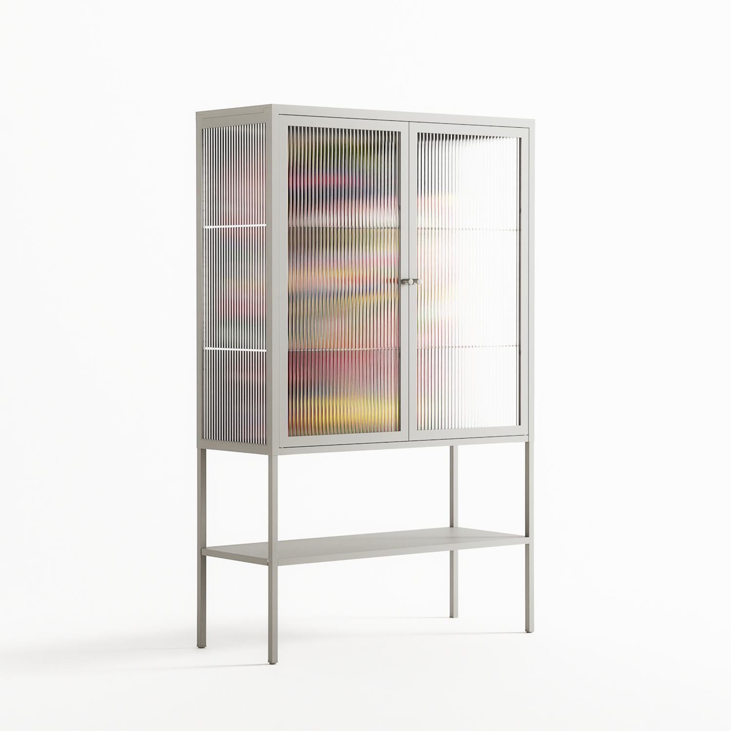 Orbiting Around Herself - Loft Cabinet - Mathilda Kienast - Chalk - Reeded glass