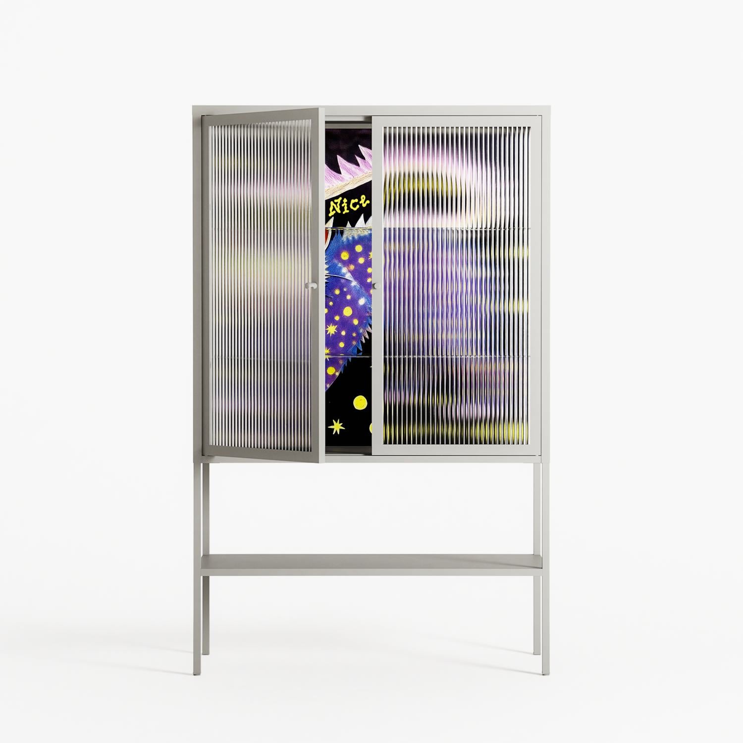Be Nice Or Leave - Loft Cabinet - Mo Kalache - Chalk - Reeded glass