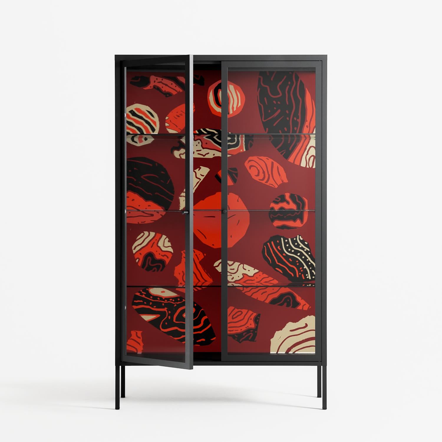 Pebbles 2 - Cabinet - Nick Liefhebber - Antracite - Clear glass