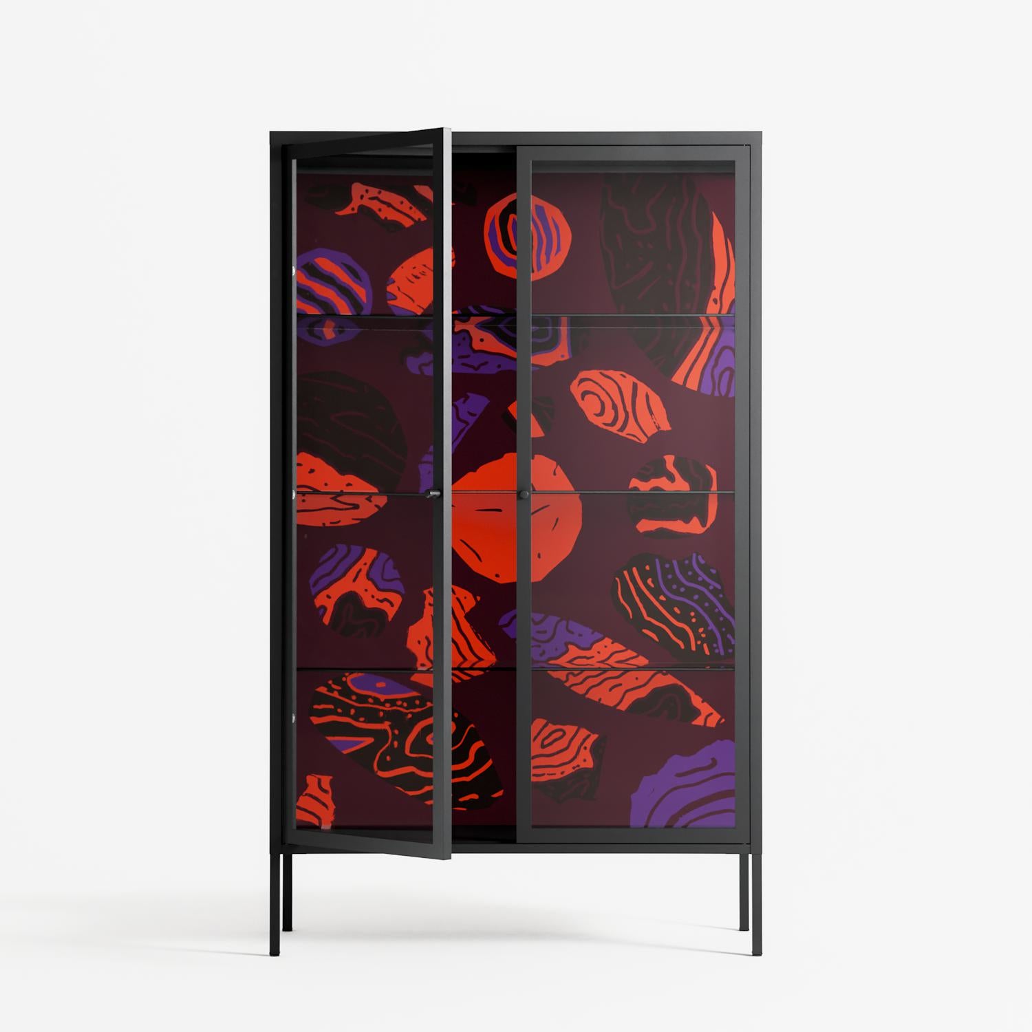Pebbles 3 - Cabinet - Nick Liefhebber - Antracite - Clear glass