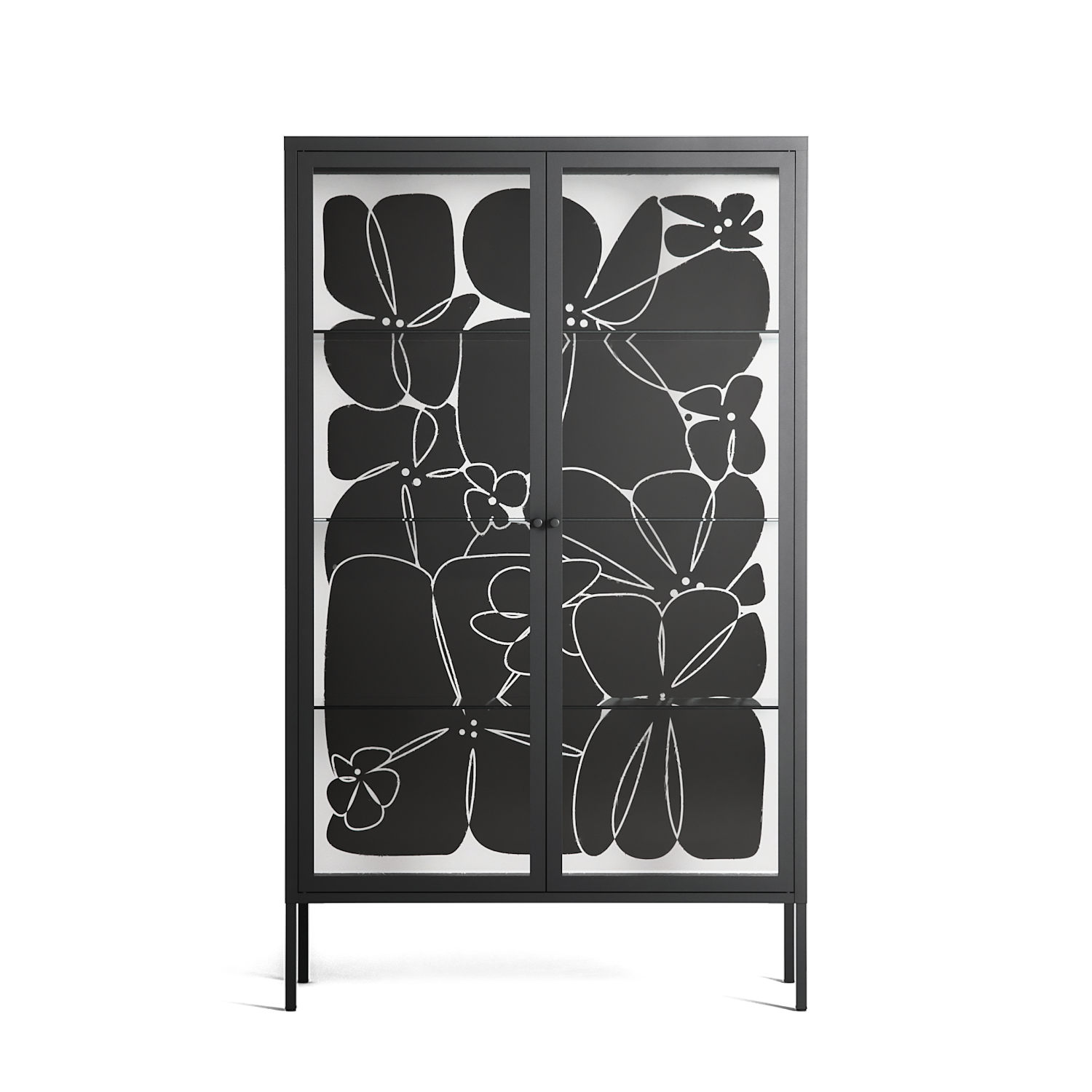 Black Flower - Cabinet - Konrad Blaszczyk - Antracite - Clear glass