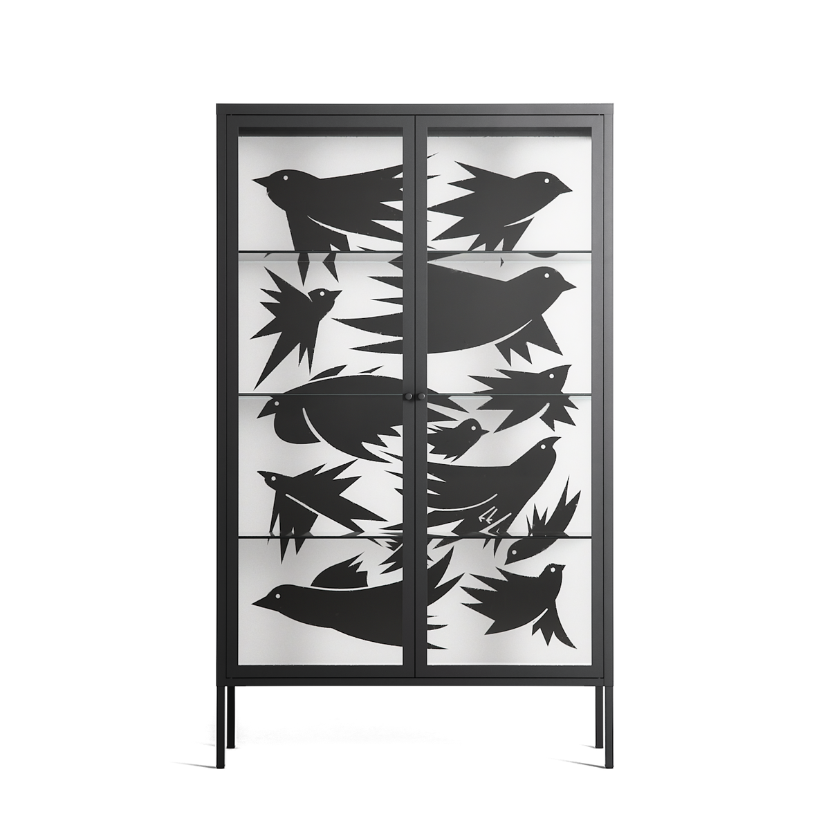 Black Birds - Cabinet - Konrad Blaszczyk - Antracite - Clear glass