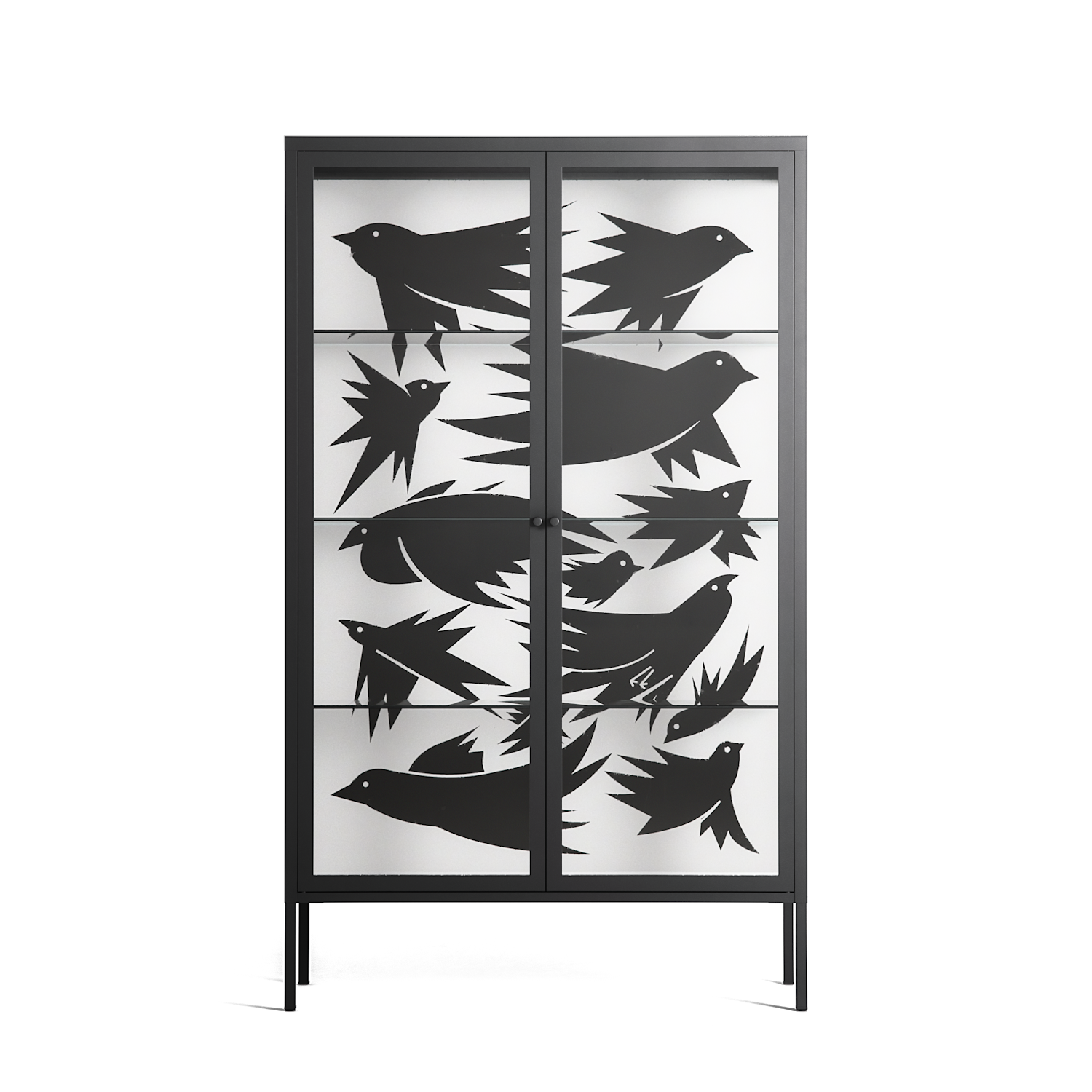 Black Birds - Cabinet - Konrad Blaszczyk - Antracite - Clear glass