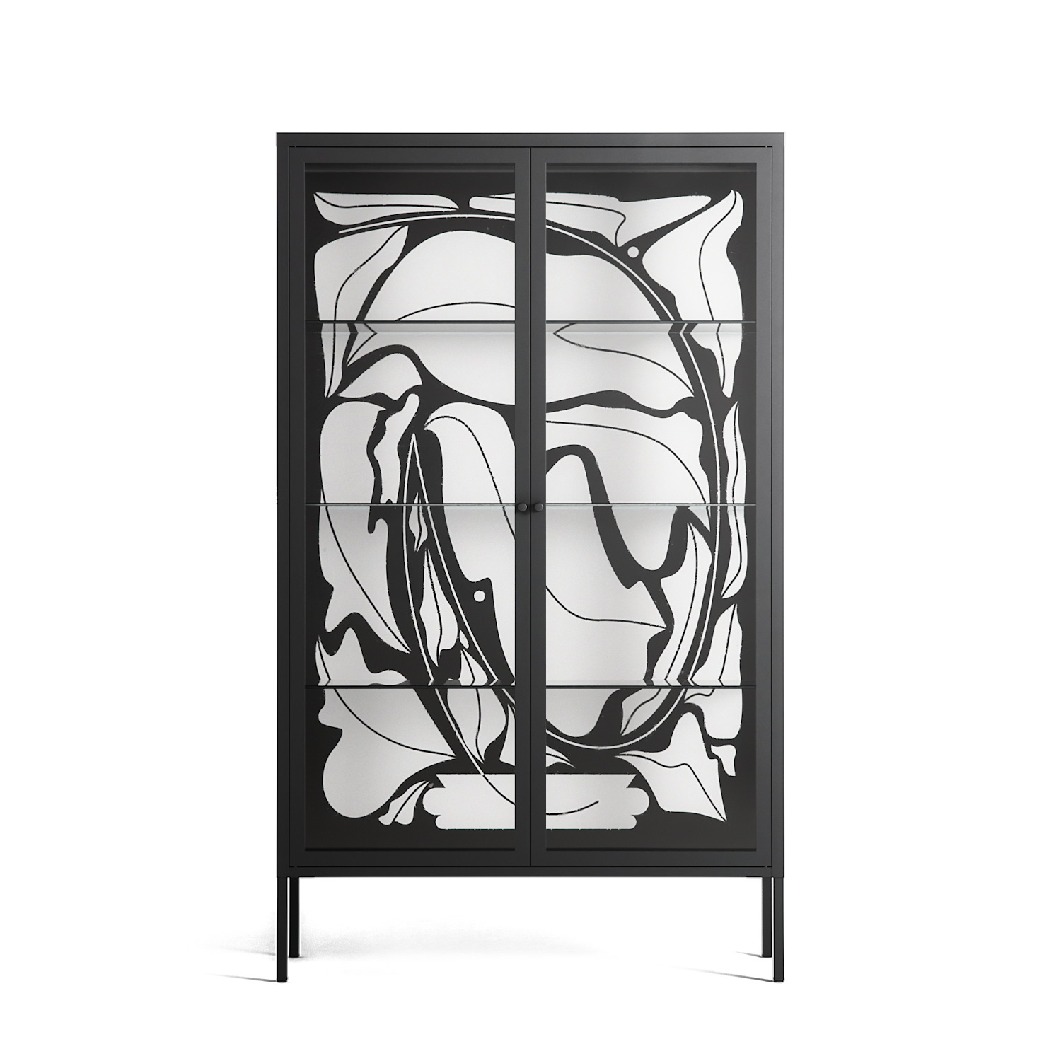 White Potted Plant - Cabinet - Konrad Blaszczyk - Antracite - Clear glass