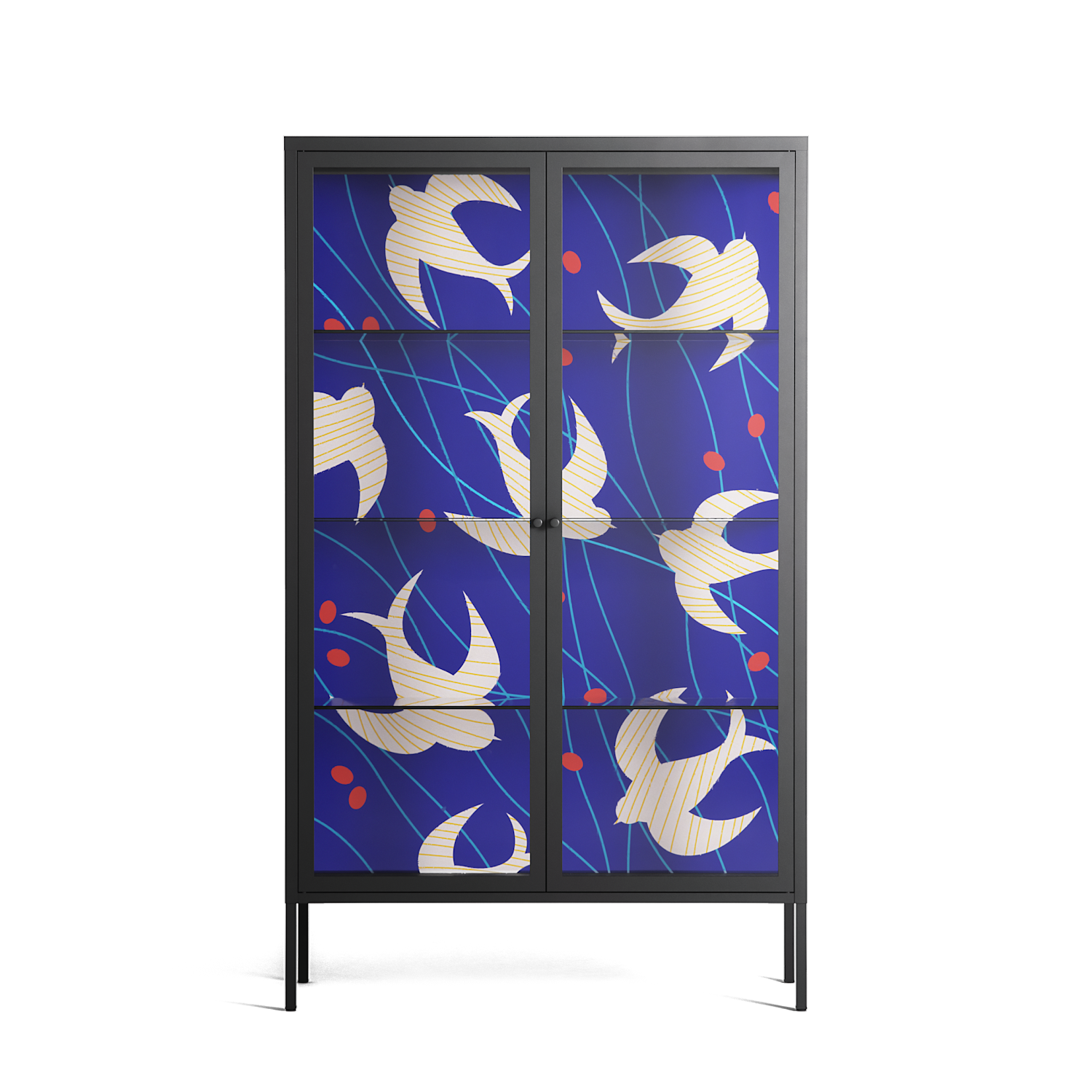 Birds A - Cabinet - Heather Zhou - Antracite - Clear glass