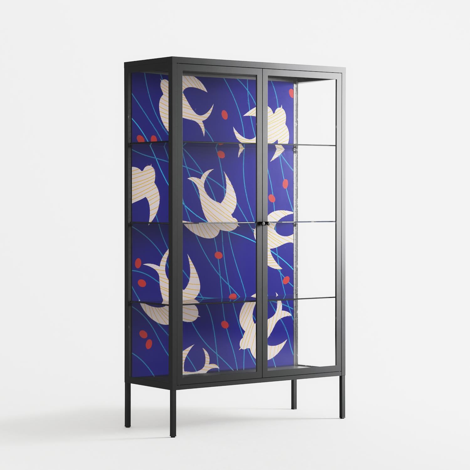 Birds A - Cabinet - Heather Zhou - Antracite - Clear glass