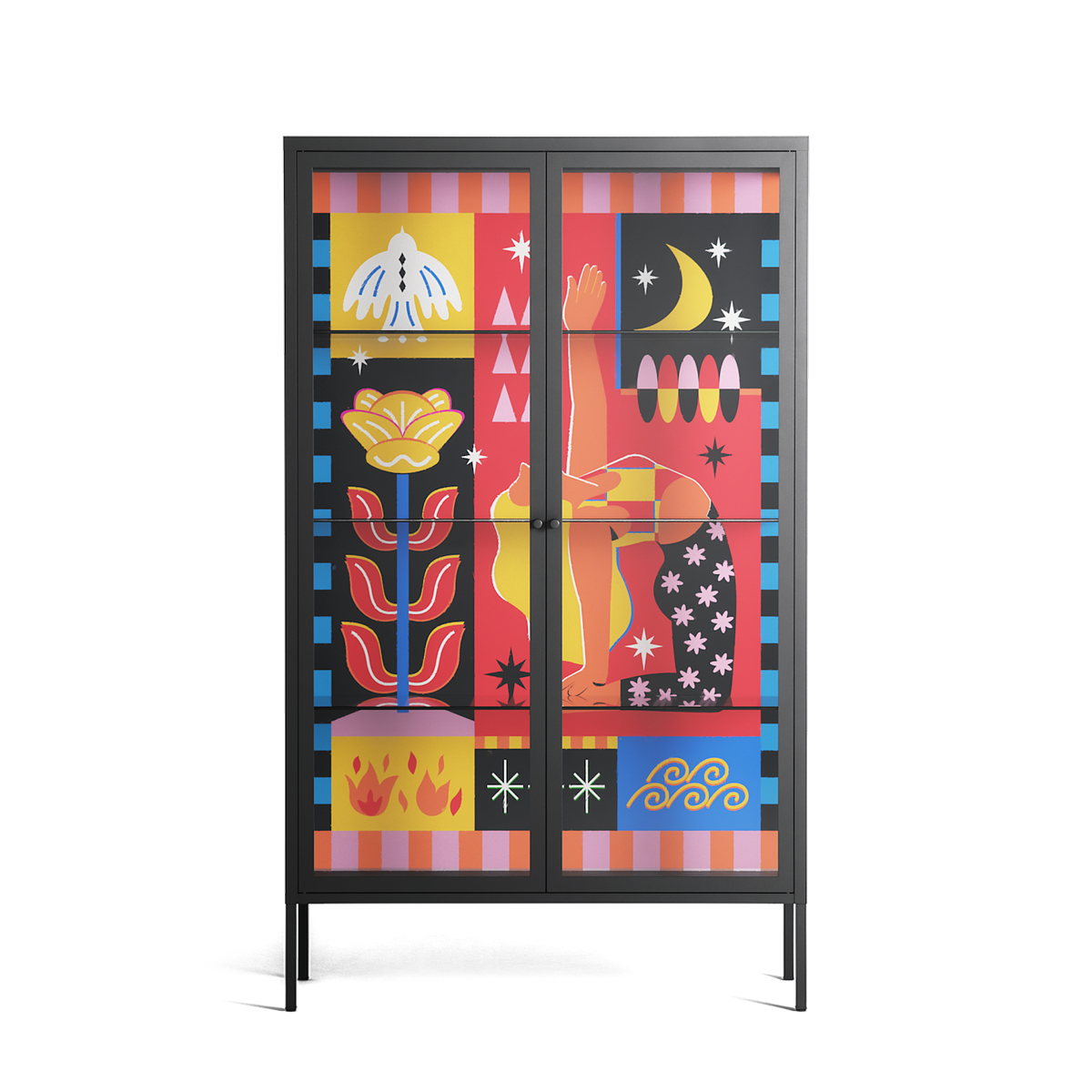 Rise - Cabinet - Heather Zhou - Antracite - Clear glass