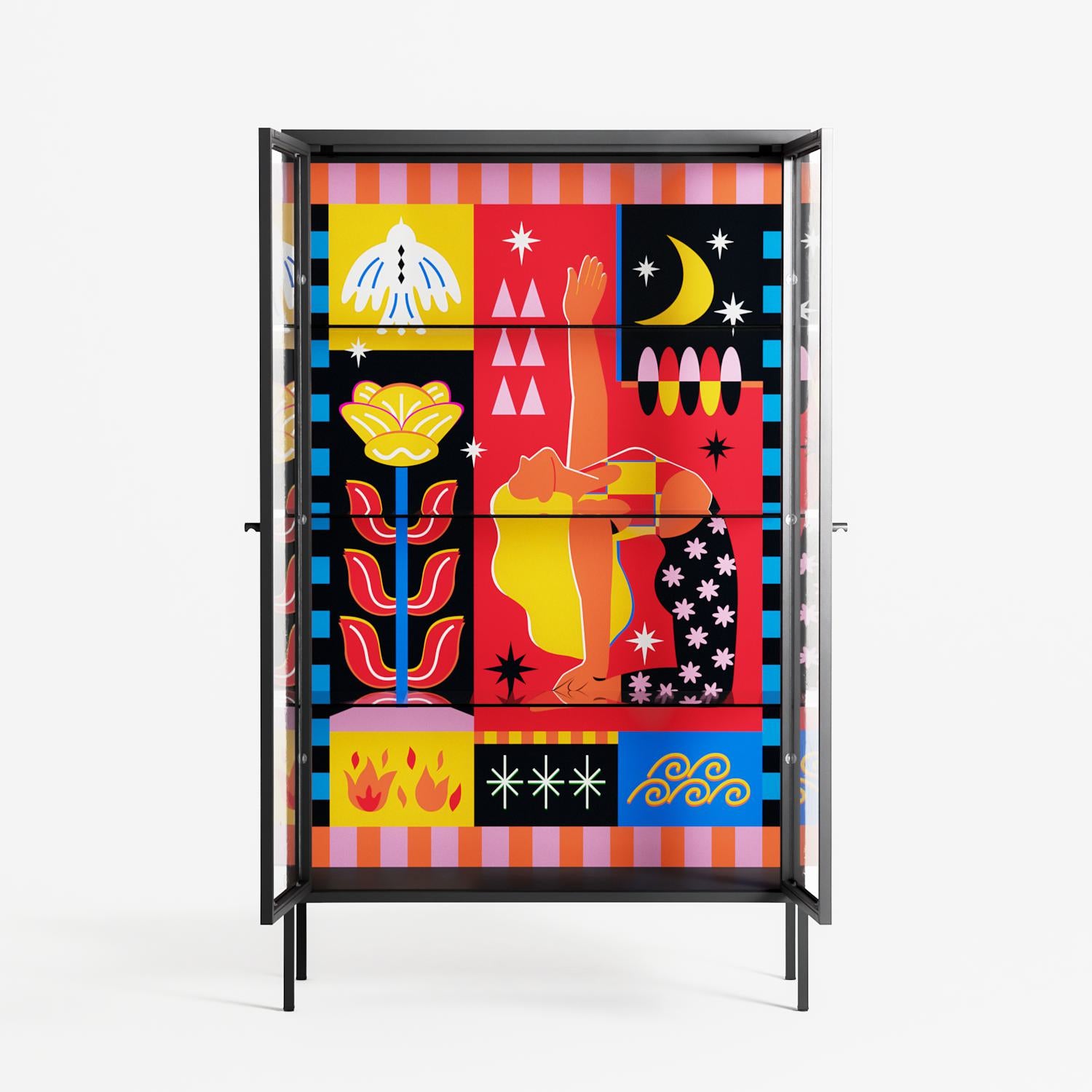 Rise - Cabinet - Heather Zhou - Antracite - Clear glass