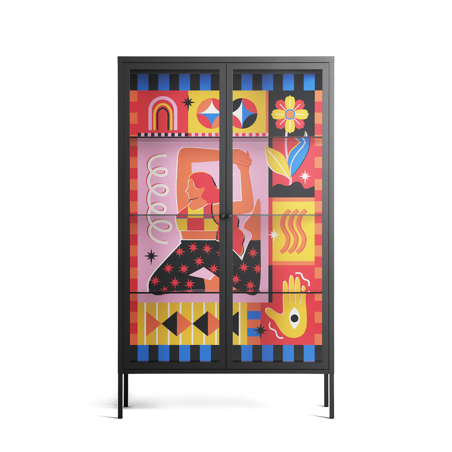 Yoga - Cabinet - Heather Zhou - Antracite - Clear glass