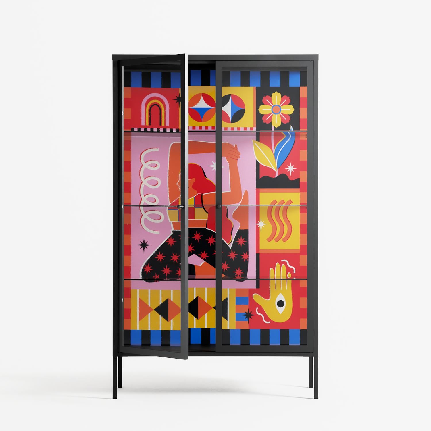 Yoga - Cabinet - Heather Zhou - Antracite - Clear glass