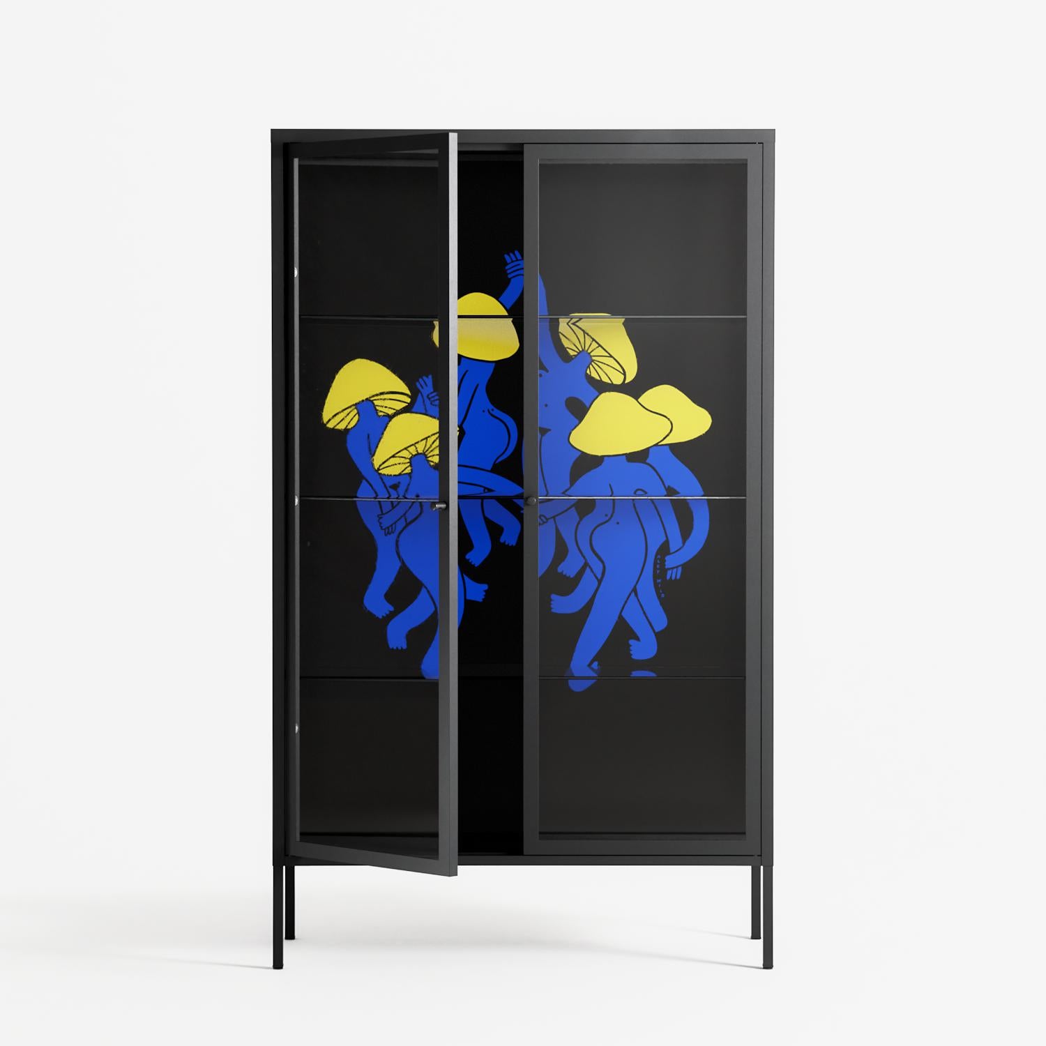 Mushroom Dance Blue - Cabinet - Aley Wild - Antracite - Clear glass