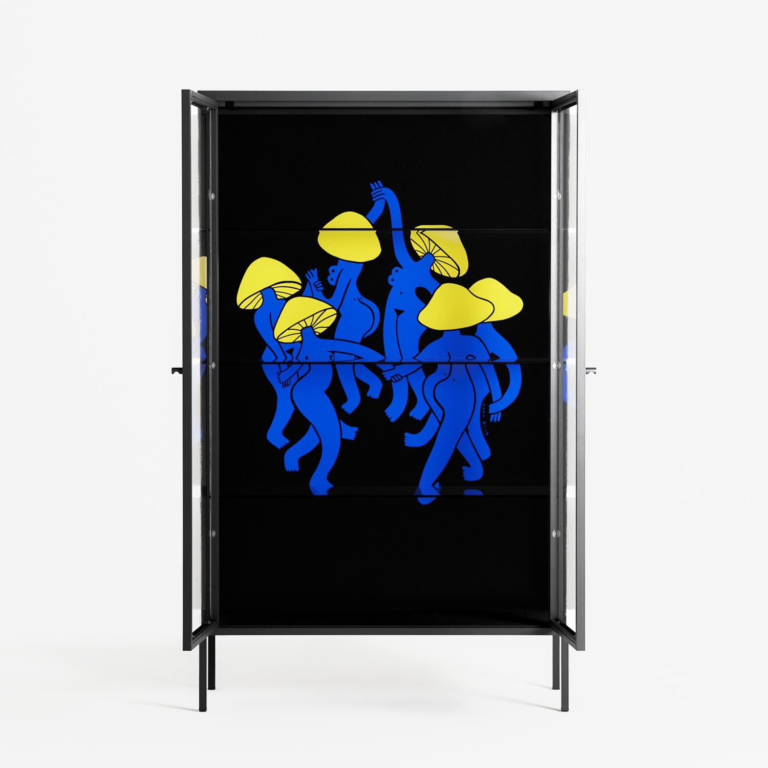 Mushroom Dance Blue - Cabinet - Aley Wild - Antracite - Clear glass